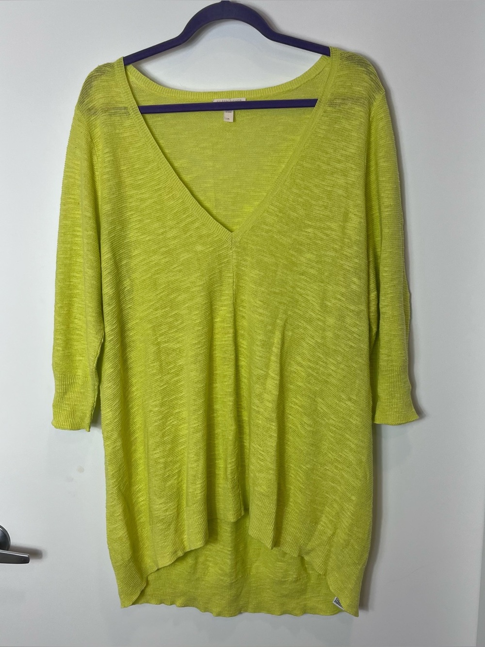 Eileen Fisher Organic Linen Cotton Lightweight Tunic Sweater Chartreuse Lemon 1X